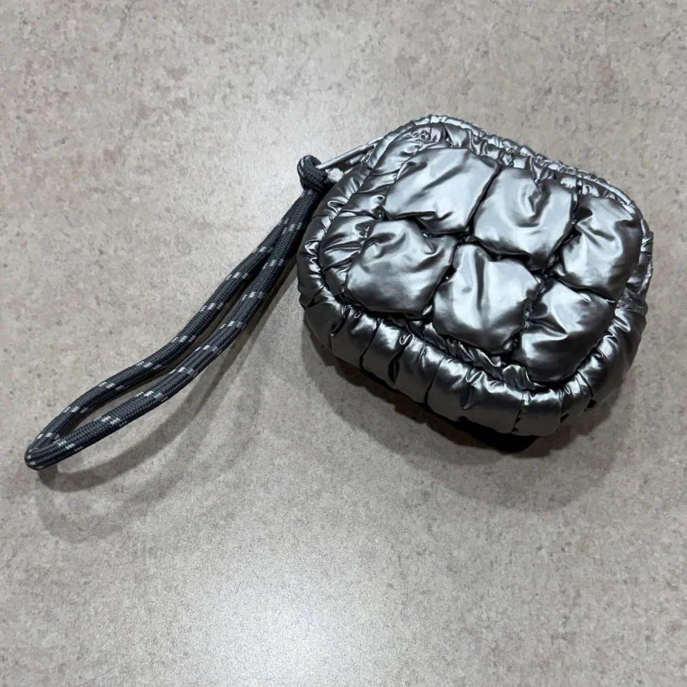 Metallic Silver Quilted Wristlet NWOT